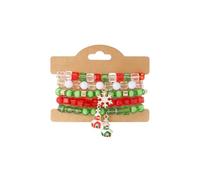 Pingyongchang Christmas Beaded Stackable Bracelets Set for Women Colorful Xmas Polymer Clay Disc Beads Stretch Bracelets Christmas Charms Jewelry Gifts, S, Zinc, no gemstone