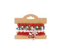 Pingyongchang Christmas Beaded Stackable Bracelets Set for Women Colorful Xmas Polymer Clay Disc Beads Stretch Bracelets Christmas Charms Jewelry Gifts, S, Zinc, no gemstone