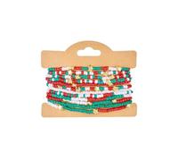 Pingyongchang Christmas Beaded Stackable Bracelets Set for Women Colorful Xmas Polymer Clay Disc Beads Stretch Bracelets Christmas Charms Jewelry Gifts, S, Zinc, no gemstone