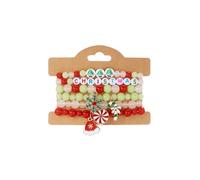 Pingyongchang Christmas Beaded Stackable Bracelets Set for Women Colorful Xmas Polymer Clay Disc Beads Stretch Bracelets Christmas Charms Jewelry Gifts, S, Zinc, no gemstone