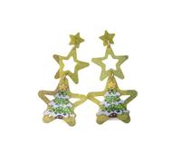 Pingyongchang Christmas Big Star Multilayer Glitter Acrylic Dangle Earrings Cute Santa Claus Christmas Tree Snowflake Reindeer Snowman Earrings for Women Xmas Party Jerwerly Gift, Metal Acrylic, No