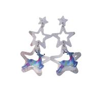 Pingyongchang Christmas Big Star Multilayer Glitter Acrylic Dangle Earrings Cute Santa Claus Christmas Tree Snowflake Reindeer Snowman Earrings for Women Xmas Party Jerwerly Gift, Metal Acrylic, No