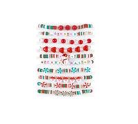 Pingyongchang Christmas Stackable Holiday Bracelets Set for Women Elastic Beaded Layering Colorful Heishi Vinyl Disc Clay Stretch Xmas Bohemian Festive Birthday Gifts, M, Acrylic Clay Zinc, no