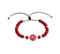 Pingyongchang Colorful Ceramic Evil Eye Bracelets for Women Handmade Crystal Beaded Adjustable Bracelets Good Luck Protection Amulet Charm Bracelets Jewelry Gifts, S, Zinc, no gemstone