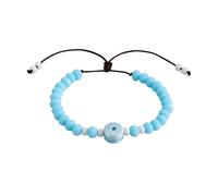 Pingyongchang Colorful Ceramic Evil Eye Bracelets for Women Handmade Crystal Beaded Adjustable Bracelets Good Luck Protection Amulet Charm Bracelets Jewelry Gifts, S, Zinc, no gemstone