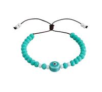 Pingyongchang Colorful Ceramic Evil Eye Bracelets for Women Handmade Crystal Beaded Adjustable Bracelets Good Luck Protection Amulet Charm Bracelets Jewelry Gifts, S, Zinc, no gemstone