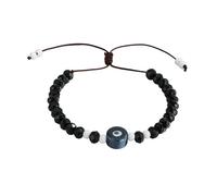 Pingyongchang Colorful Ceramic Evil Eye Bracelets for Women Handmade Crystal Beaded Adjustable Bracelets Good Luck Protection Amulet Charm Bracelets Jewelry Gifts, S, Zinc, no gemstone