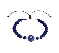 Pingyongchang Colorful Ceramic Evil Eye Bracelets for Women Handmade Crystal Beaded Adjustable Bracelets Good Luck Protection Amulet Charm Bracelets Jewelry Gifts, S, Zinc, no gemstone