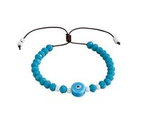 Pingyongchang Colorful Ceramic Evil Eye Bracelets for Women Handmade Crystal Beaded Adjustable Bracelets Good Luck Protection Amulet Charm Bracelets Jewelry Gifts, S, Zinc, no gemstone