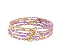 Pingyongchang Colorful Seed Layered Stackable Bracelets Set for Women Boho Handmade Multicolor Gold Beaded Stretch Bangle Bracelets Statement Vacation Beach Jewelry Gifts, S, Resin, no gemstone