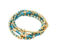 Pingyongchang Colorful Seed Layered Stackable Bracelets Set for Women Boho Handmade Multicolor Gold Beaded Stretch Bangle Bracelets Statement Vacation Beach Jewelry Gifts, S, Resin, no gemstone