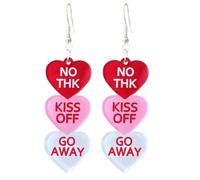 Pingyongchang Cute Candy Color Love Heart Acrylic Dangle Drop Earrings for Women Hug Me Be Mine Kiss Me Letter Heart Shape Earrings Birthday Day Jewelry Gift, Metal Acrylic, No Gemstone