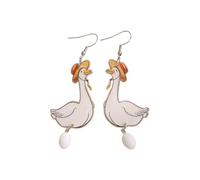 Pingyongchang Cute Funny Chicken Egg Acrylic Dangle Drop Earrings Cartoon Kawaii Goose Egg Farm Animal Lightweight Earring for Women Holiday Jewelry Gift, Metal Acrylic, No Gemstone