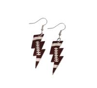 Pingyongchang Cute Funny Sport Ball Lightning Shape Acrylic Dangle Drop Earring for Women Baseball Football Basketball Soccer Volleyball Softball Lightweight Game Day Earrings, Metal Acrylic, No