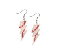 Pingyongchang Cute Funny Sport Ball Lightning Shape Acrylic Dangle Drop Earring for Women Baseball Football Basketball Soccer Volleyball Softball Lightweight Game Day Earrings, Metal Acrylic, No