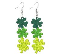 Pingyongchang Cute St. Patrick's Day Sparkly Glitter Acrylic Earrings Irish Shamrock Green Clover Leaf Beer Dangle Drop Earrings for Women Lucky Festival Holiday Jewelry Gift, Metal Acrylic, No