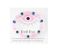 Pingyongchang Evil Eye Beaded Bracelet for Women Men Handmade Natural Stone Beads Stretch Bracelet Inspirational Bracelet with Gift Message Card Kabbalah Protection Lucky Jewelry Gift, Metal Stone