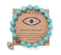 Pingyongchang Evil Eye Bracelet for Women Men Natural Stone Beads Handmade Bracelet Inspirational Bracelet with Gift Message Card Kabbalah Protection Good Luck Jewelry Gift, Metal, alloy