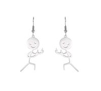 Pingyongchang Funny Doodle Middle Finger Dangle Drop Earrings for Women Cute Face Statement Earrings Creative Cool Jewelry Gift, Metal