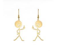 Pingyongchang Funny Doodle Middle Finger Dangle Drop Earrings for Women Cute Face Statement Earrings Creative Cool Jewelry Gift, Stainless Steel