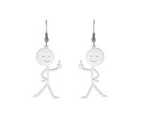 Pingyongchang Funny Doodle Middle Finger Dangle Drop Earrings for Women Cute Face Statement Earrings Creative Cool Jewelry Gift, Metal