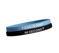 Pingyongchang GOD IS FIRST Bracelet, Im Second Bangles, Christian Religious Rubber Bracelet for Women Men, Inspirational Bible Verse Wristbands,Motivational Daily Encouragement Gift, M, Rubber, no