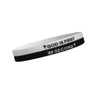 Pingyongchang GOD IS FIRST Bracelet, Im Second Bangles, Christian Religious Rubber Bracelet for Women Men, Inspirational Bible Verse Wristbands,Motivational Daily Encouragement Gift, M, Rubber, no