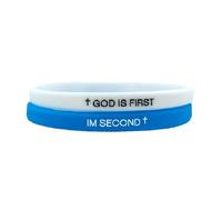 Pingyongchang GOD IS FIRST Bracelet, Im Second Bangles, Christian Religious Rubber Bracelet for Women Men, Inspirational Bible Verse Wristbands,Motivational Daily Encouragement Gift, M, Rubber, no