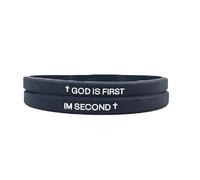 Pingyongchang GOD IS FIRST Bracelet, Im Second Bangles, Christian Religious Rubber Bracelet for Women Men, Inspirational Bible Verse Wristbands,Motivational Daily Encouragement Gift, M, Rubber, no