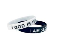 Pingyongchang GOD IS FIRST IM SECOND Christian Silicone Bracelets Cross Inspirational Bible Verses Pray Religious Rubber Bracelet for Women Men Faith Friendship Couples Gifts, Metal, alloy