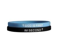 Pingyongchang GOD IS FIRST IM SECOND Christian Silicone Bracelets Cross Inspirational Bible Verses Pray Religious Rubber Bracelet for Women Men Faith Friendship Couples Gifts, Metal, alloy