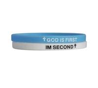 Pingyongchang GOD IS FIRST IM SECOND Christian Silicone Bracelets Cross Inspirational Bible Verses Pray Religious Rubber Bracelet for Women Men Faith Friendship Couples Gifts, Metal, alloy