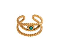 Pingyongchang Gold Evil Eye Rings for Women Colorful Rhinestone Pearl Stackable Adjustable Open Finger Ring Amulet Lucky Charm Statement Rings Jewelry Gifts, S, Metal, No Gemstone