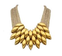 Pingyongchang H&Z Bib Necklace Gold and Black Chunky Layered Choker Necklace,African Choker Collar Bib Chunky Necklaces Collar Necklace Jewelry Gifts for Women, Zinc, No Gemstone