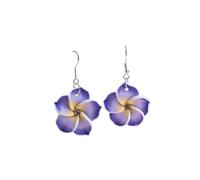 Pingyongchang Hawaiian Plumeria Rubra Clay Earrings Cute Handmade Tropical Flower Dangle Drop Earring for Women Summer Beach Bohemian Vacation Holiday Jewelry Gift, Metal clay, No Gemstone