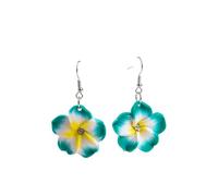 Pingyongchang Hawaiian Plumeria Rubra Clay Earrings Cute Handmade Tropical Flower Dangle Drop Earring for Women Summer Beach Bohemian Vacation Holiday Jewelry Gift, Metal clay, No Gemstone