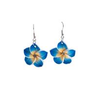 Pingyongchang Hawaiian Plumeria Rubra Clay Earrings Cute Handmade Tropical Flower Dangle Drop Earring for Women Summer Beach Bohemian Vacation Holiday Jewelry Gift, Metal clay, No Gemstone
