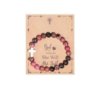 Pingyongchang Inspirational Christian Gifts for Women, Men Cross Beads Bracelets, Faith Easter Catholic Religious Christian Jewelry, Healing Natural Stone Meaningful Baptism Communion Bracelets, 3