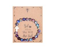 Pingyongchang Inspirational Christian Gifts for Women, Men Cross Beads Bracelets, Faith Easter Catholic Religious Christian Jewelry, Healing Natural Stone Meaningful Baptism Communion Bracelets, 3