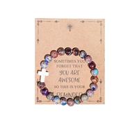 Pingyongchang Inspirational Christian Gifts for Women, Men Cross Beads Bracelets, Faith Easter Catholic Religious Christian Jewelry, Healing Natural Stone Meaningful Baptism Communion Bracelets, 3