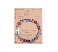 Pingyongchang Inspirational Christian Gifts for Women, Men Cross Beads Bracelets, Faith Easter Catholic Religious Christian Jewelry, Healing Natural Stone Meaningful Baptism Communion Bracelets, 3