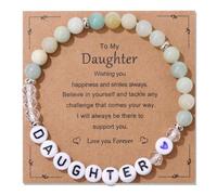 Pingyongchang Inspirational Gifts for Teen Girls, Get Well Natural Stone Letter Charm Healing Bracelet for Daughter Graduation Birthday Gifts New Mom Mother's Day Christmas Valentines Gifts for Her, 3