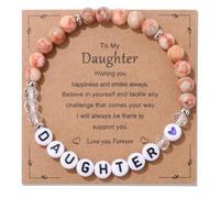 Pingyongchang Inspirational Gifts for Teen Girls, Get Well Natural Stone Letter Charm Healing Bracelet for Daughter Graduation Birthday Gifts New Mom Mother's Day Christmas Valentines Gifts for Her, 3