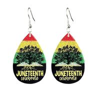 Pingyongchang Juneteenth African Glitter Acrylic Dangle Drop Earrings for Women 1865 Freedom Day Africa Map Love Heart Bow Shape Juneteenth Errings Black History Month Jewelry Gifts, Metal Acrylic, No