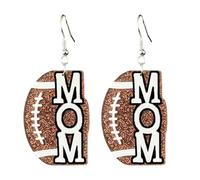 Pingyongchang MAMA Letter Sports Ball Glitter Acrylic Dangle Drop Earrings Cute Baseball Basketball Football Volleyball Softball Mom Earrings for Women Mother's Day Jewelry Gift, Metal Acrylic, No