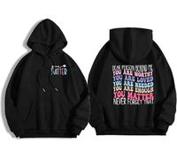 Pingyongchang Mental Health Awareness Sweatshirt for Women Be Kind You Matter Inspirational Message Graphic Hoodie, Black, XL