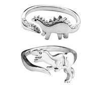 Pingyongchang Personalized Cute Dinosaur Promise Ring Opening Adjustable Matching Ring Suitable for Female Girls Best Love Gift for Couples Good Friends, Metal, alloy,