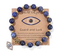 Pingyongchang Pink Evil Eye Bracelets for Women Inspirational Bracelets for Friends Lovers Families Mal De Ojo Protection Bracelet Natural Stone Beads Bracelet, M, Stone, no gemstone