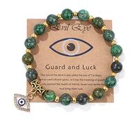 Pingyongchang Pink Evil Eye Bracelets for Women Inspirational Bracelets for Friends Lovers Families Mal De Ojo Protection Bracelet Natural Stone Beads Bracelet, M, Stone, no gemstone