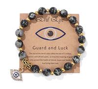 Pingyongchang Pink Evil Eye Bracelets for Women Inspirational Bracelets for Friends Lovers Families Mal De Ojo Protection Bracelet Natural Stone Beads Bracelet, M, Stone, no gemstone